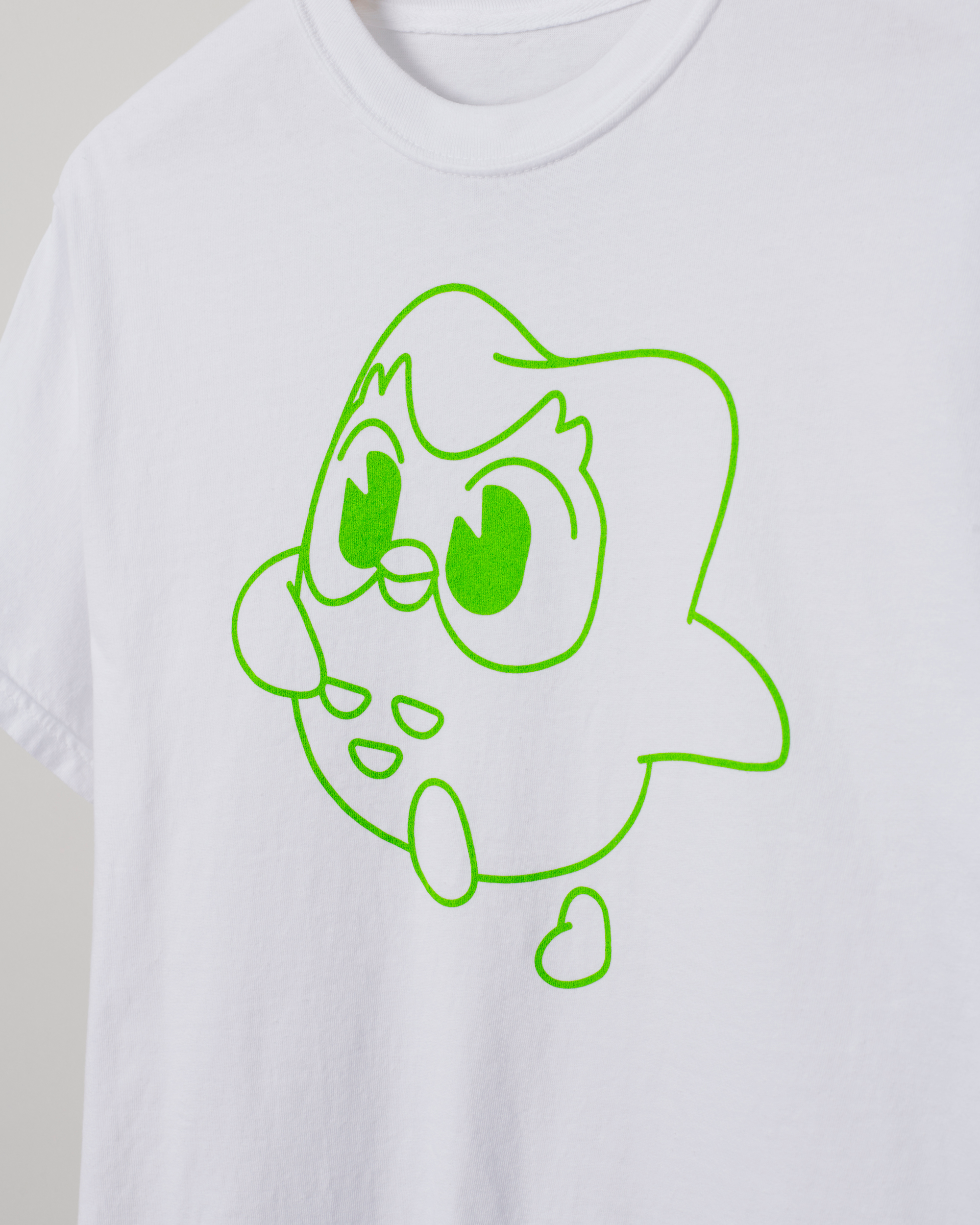 Duo the Owl Graphic Cotton T-Shirt - White with Green Design