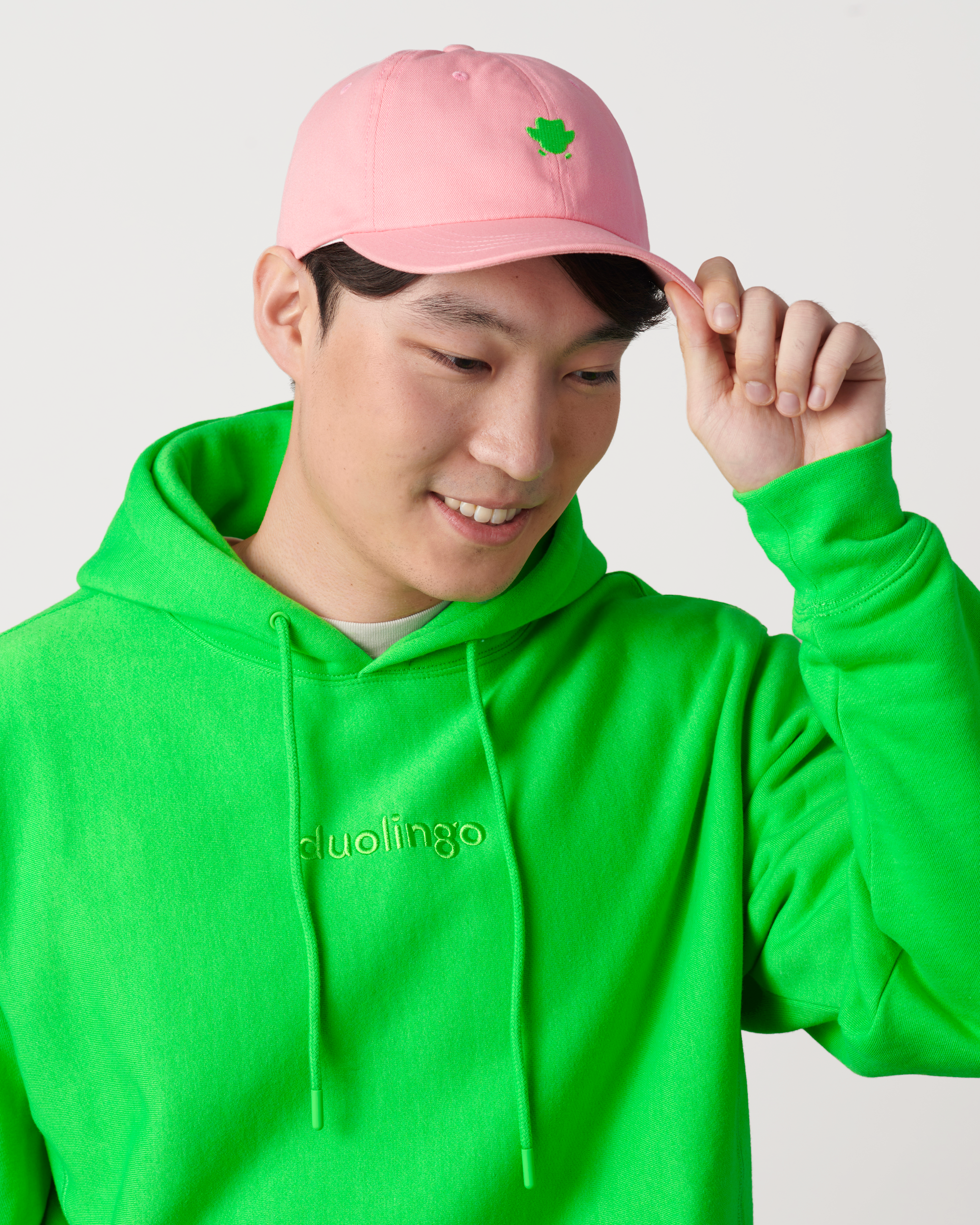 Duolingo Duo Dad Hat - Embroidered Cotton Light Pink Cap