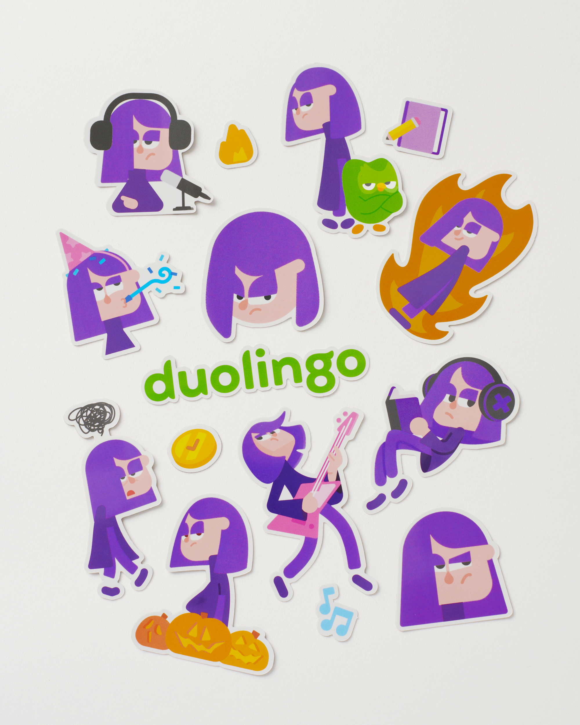 Lily Duolingo Sticker Pack - 15 Vinyl Die-Cut Sarcasm Stickers