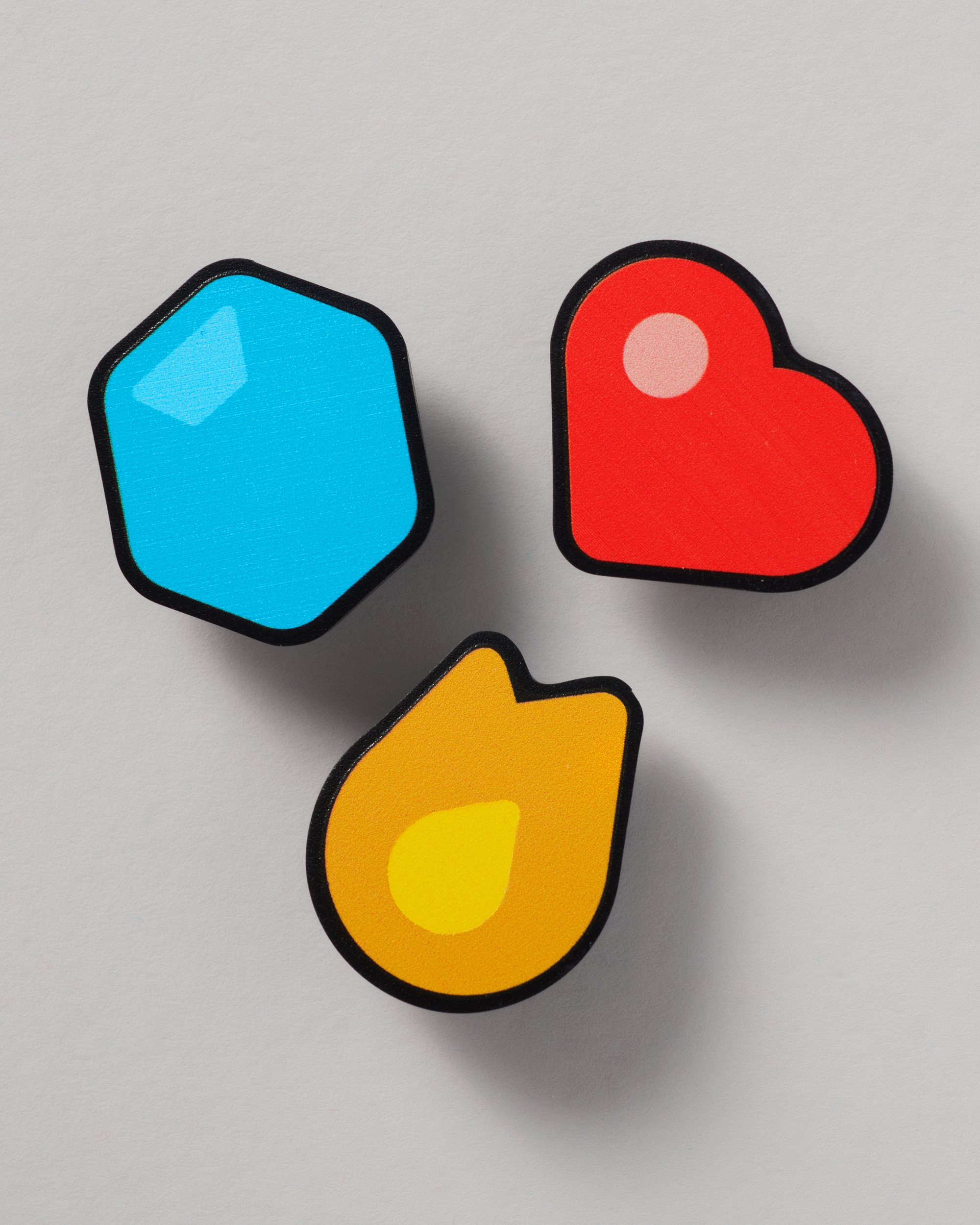 Duolingo Jibbitz Pack - Heart, Gem & Streak Flame Charms