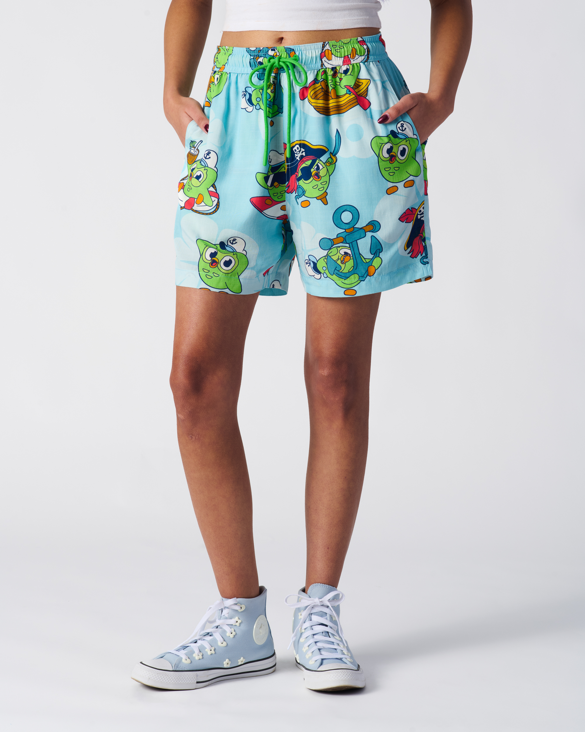 Captain Duo Light Blue Vacation Shorts - Elastic Waistband & Pockets