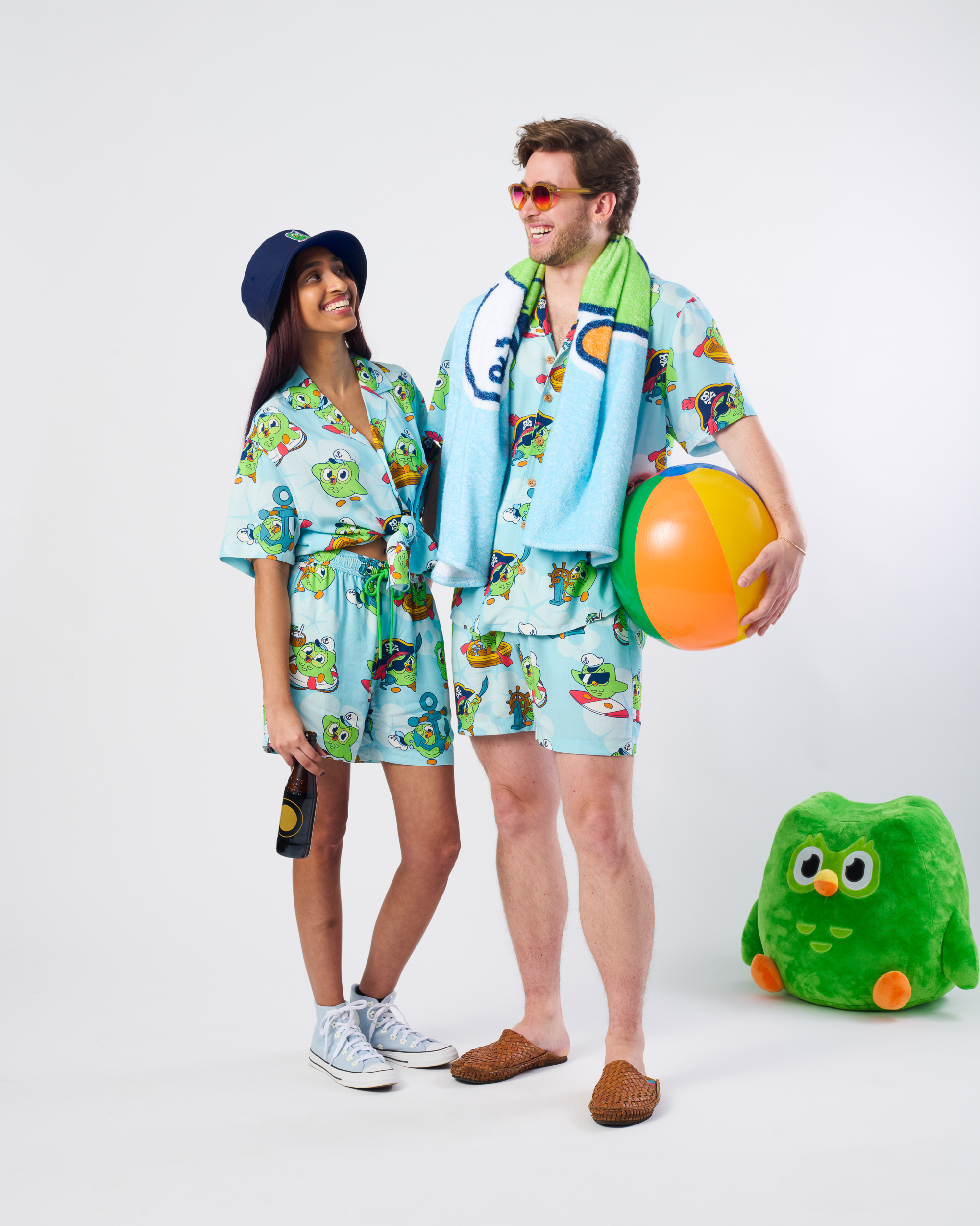 Captain Duo Light Blue Vacation Shorts - Elastic Waistband & Pockets